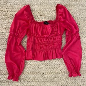 Hot pink forever 21 satin long sleeve top